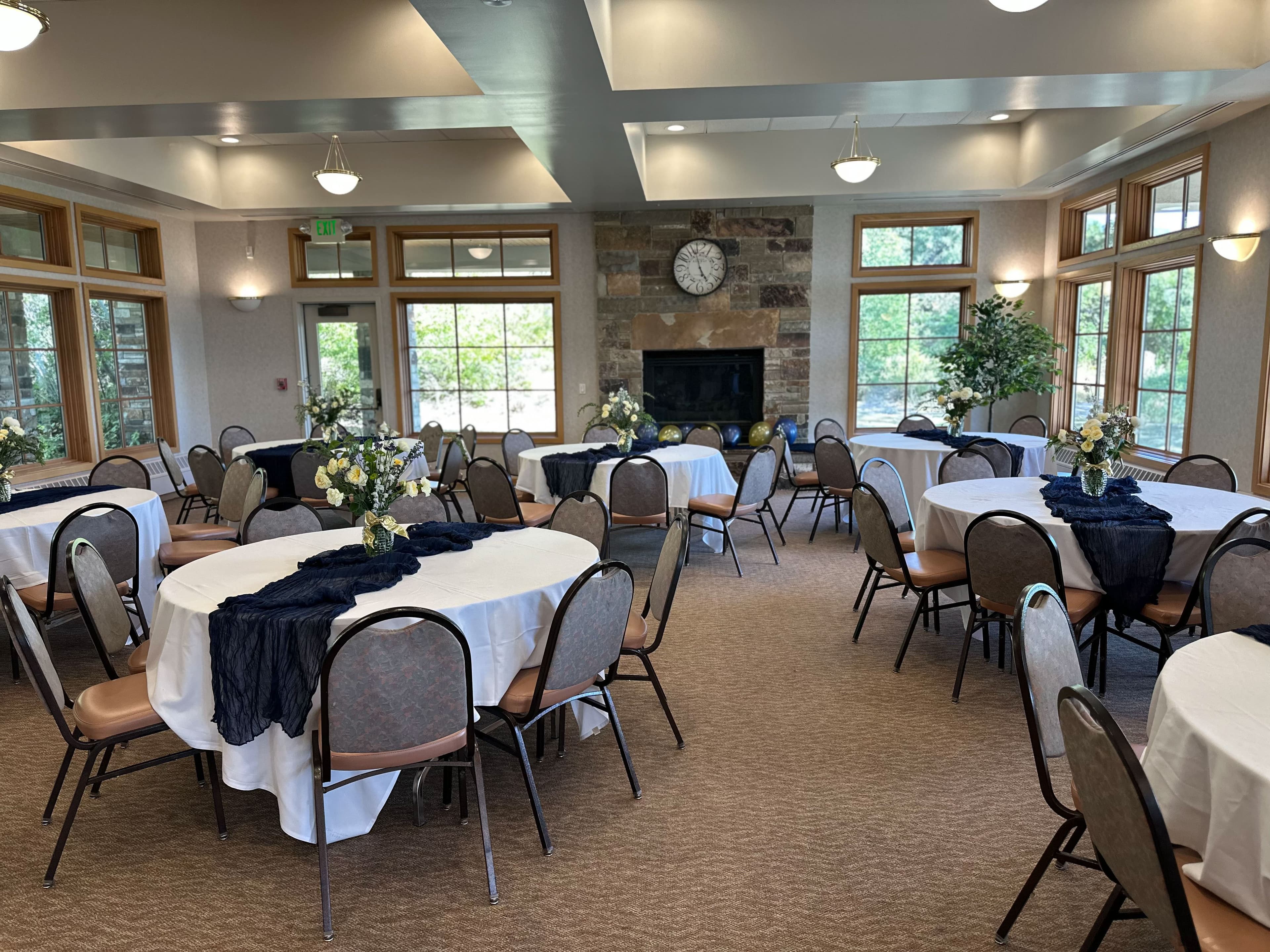 Old Mill Banquet Hall interior with elegant event setup in Holladay Utah