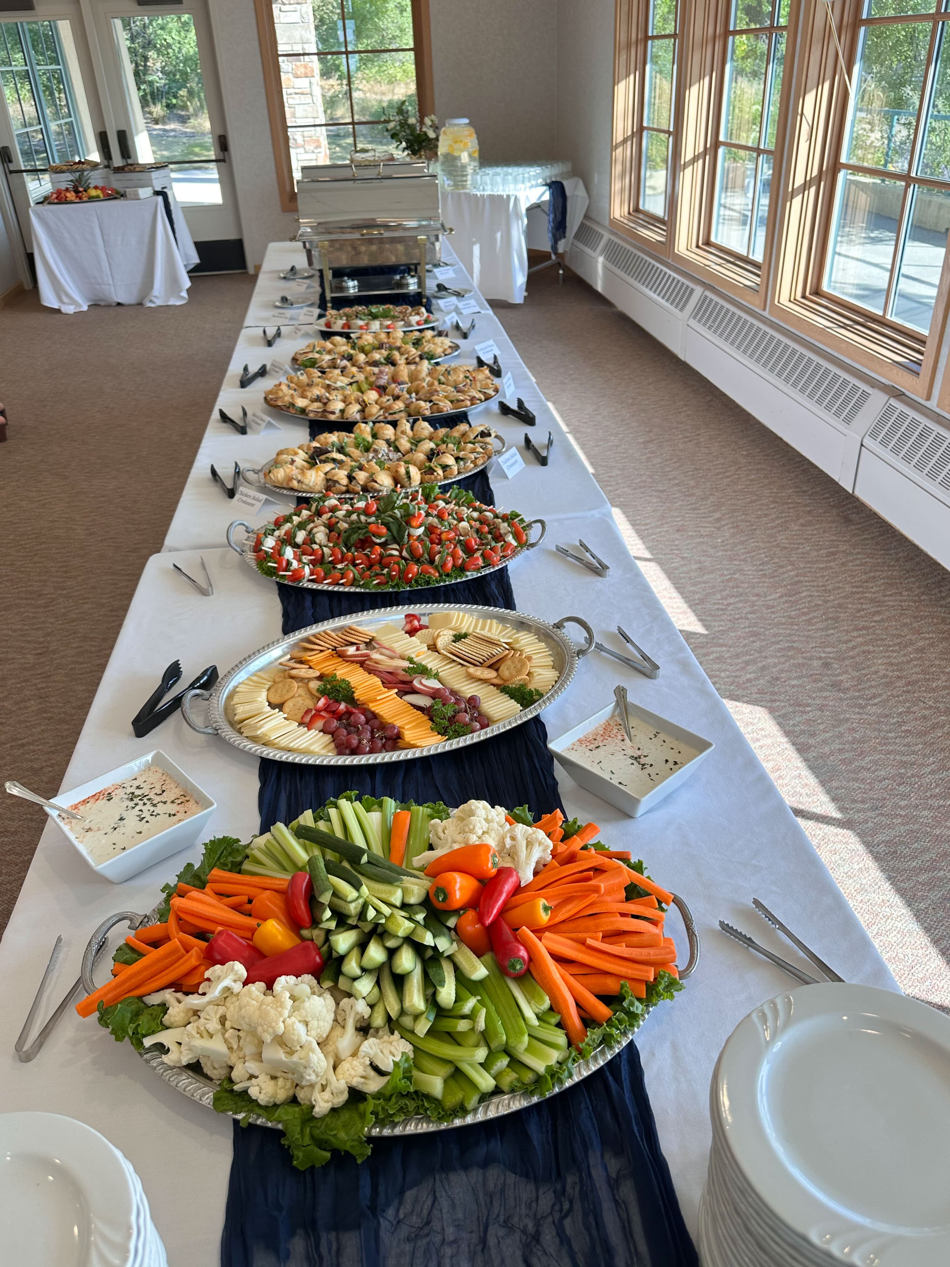 Handcrafted appetizers and catering spread at Old Mill Banquet Hall