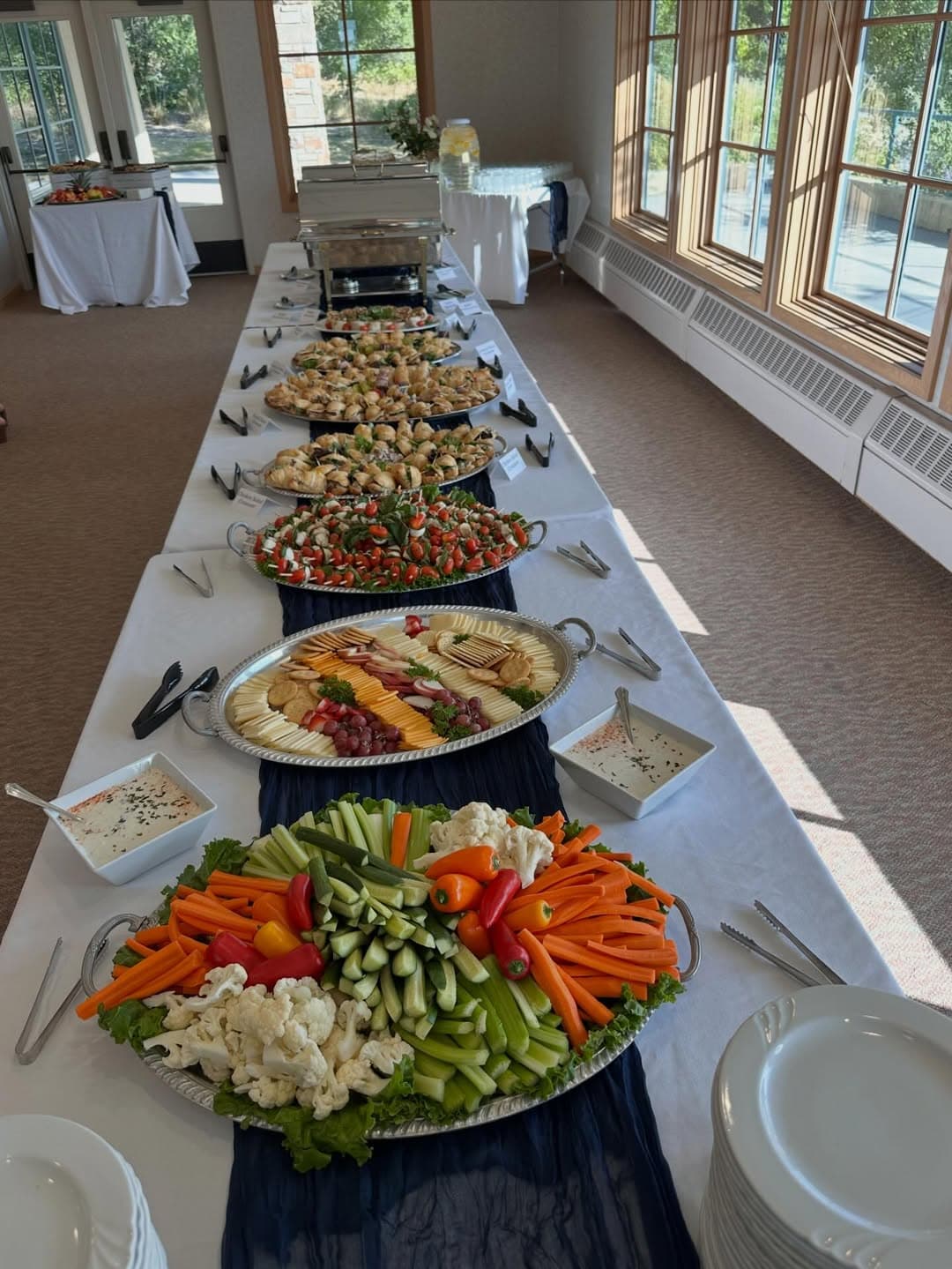 Handcrafted appetizers and catering spread at Old Mill Banquet Hall